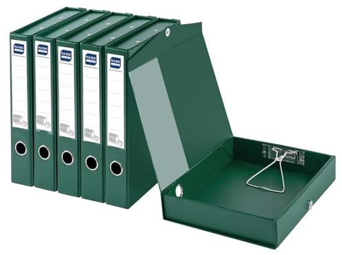 Hotyin Caja de Archivos A4, 6 uds. Caja Archivadora con Tapa Magnética y Clip, Lomo de 50mm, Plegable Archivador de Oficina, Caja para Documentos(Verde)