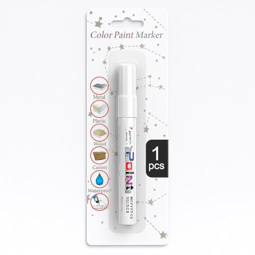 Tocyfia Stylo pour pneus - Blanc - Étanche - 2 mm - Grande capacité - Pour pneus de voiture, moto, verre, métal, caoutchouc (1 pièce)