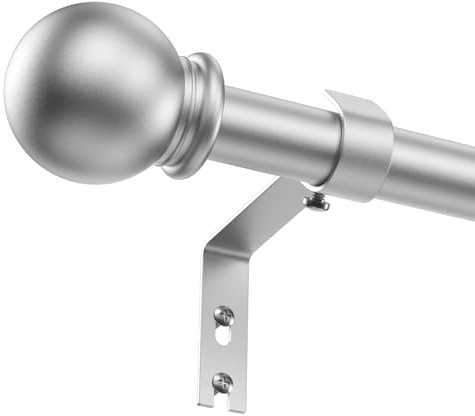 PeSenp Gardinenstange Silber 81-238cm, 16 mm Vorhangstange aus Metall für Schlafzimmer, Wohnzimmer, Küche, Matt