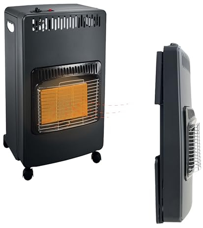 Ma Maison Stufa a Gas Pieghevole 4200W - Bombola 15Kg, 3 Livelli di Riscaldamento, Compatta, 4 Ruote Piroettanti, Accensione Piezoelettrica, Gas GPL, Spegnimento Automatico - Fiamma Blu