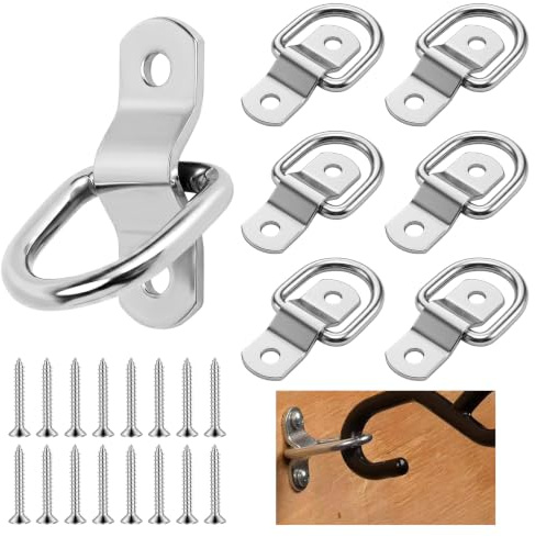 SLIAXINT 6 stycken D-ring surröglor rostfritt stål surröglor för släpvagnsset, 6 mm ring & 3 mm hållare Heavy Duty D-ring fästöglor trailer lastsäkring för lastbil SUV båt camping