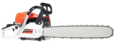 Motosierra a gas de 2 kW, 7500 rpm, 52 CC, sierra de madera y gas, con cubierta de riel de cadena, pedal de freno, motosierra de gasolina para jardinería, bricolaje, longitud de la cadena: 51 cm