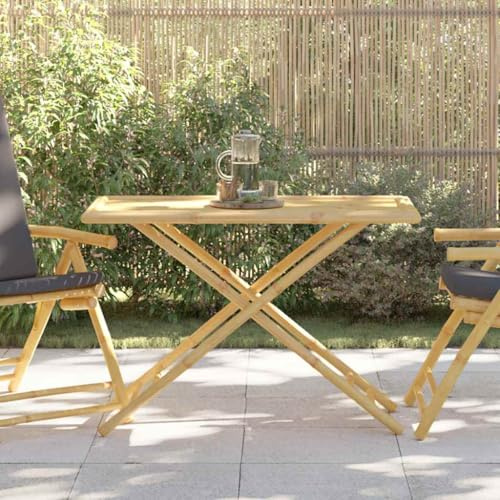 Zeehear trädgårdsbord fällbart bambu 110 x 55 x 75 cm, väderbeständigt, utrymmesbesparande för trädgård terrass, balkong som sidobord, utomhus, loungebord, campingbord