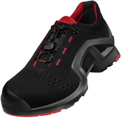 UVEX Scarpa Bassa 1 X-tended Support S1 SRC W11, Sicurezza Uomo, Nero Rosso, 44 EU