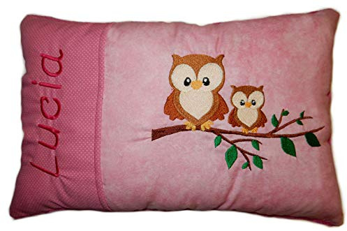 Momelie Rosa Schmusekissen * Kuschelkissen * Eulen * mit Namen Bestickt * ca. 25 * 40 cm groß * SK-pi_0136