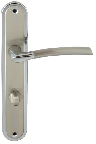 domino Türgriff 78 Drückergarnitur WC - Badezimmer Set Links & Rechts Türbeschlag für WC/Badezimmertüren L-Form Türbeschläge aus Aluminium Chrom/Nickel Türdrückergarnitur PRESTO M6/M9