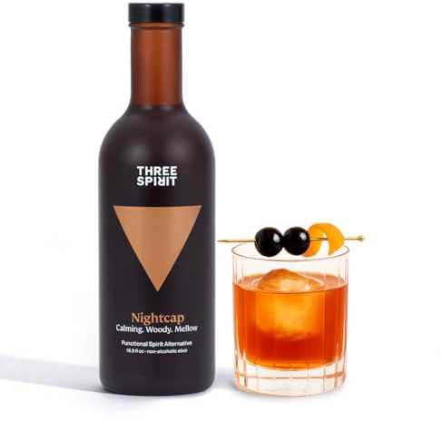 Three Spirit Non-Alcoholic Alternative Spirit - The Nightcap, 50cl | Alt-Whisky | Unwind & Chillout with Adaptogens, Valerian, Hops & Lemon Balm | Award Winning Active Botanical Gluten Free & Vegan