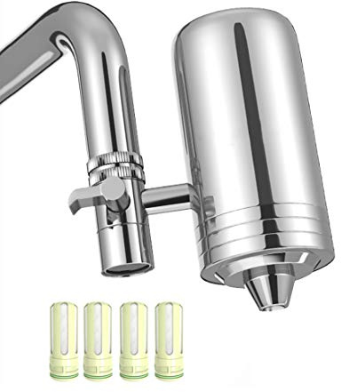 LTLWSH Filtre À Eau du Robinet, Enlève Impuretés, Chlore, Eau De Javel, vers, Installation Facile - s'adapte sur Tous Les Robinets Standards,set1+4
