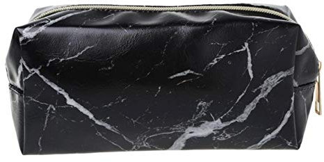 UKKD Mäppchen Große Netter Bleistift-Kasten-Feder-Kasten Reißverschluss-Beutel Marmor Makeup Speicher Supplies Weiß/Schwarz,Bk