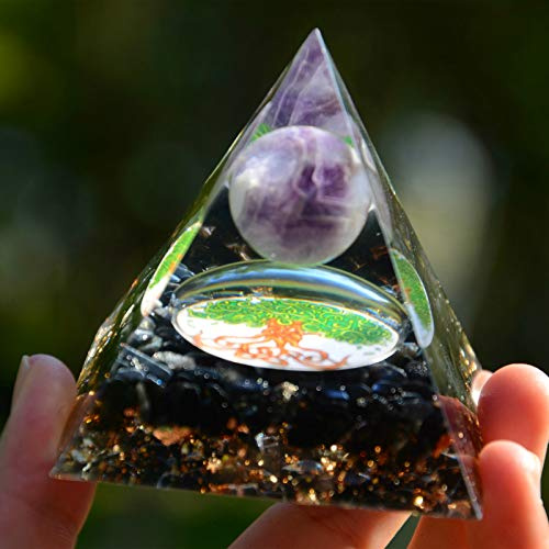 Pyramide en orgonite améthyste cristal naturel énergie spirituelle chakra méditation cadeau décoration de la maison (Orange)