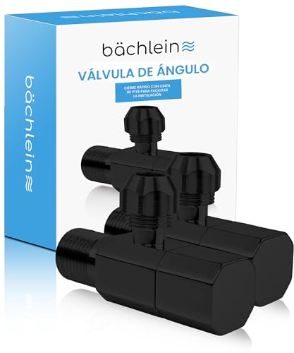 Bächlein Válvula de ángulo universal con cierre rápido en negro mate [2 unidades] – 1/2 pulgadas, se abre y cierra con solo 1/4 revoluciones [Quarter Turn].