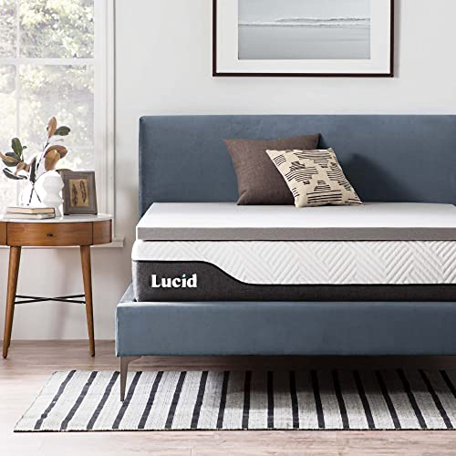 LUCID Sobrecolchon viscoelastico 120x190 cm | Con partículas de Carbón de Bambú | Grosor 5 cm |Topper para colchon
