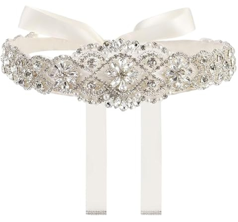 LEEMASING Cinturón de boda hecho a mano con diamantes de imitación con cinta para dama de honor, accesorios de vestir para mujer (Plata)