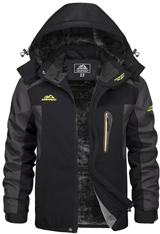 KEFITEVD Winterjacke Herren Wasserdicht Skijacke Gefüttert Outdoorjacke | Wasserdichtes und winddichtes material, viele taschen, warme fütterung, geeignet für skifahren, snowboarden und wandern