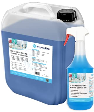 Desinfektionsreiniger für Oberflächen | hocheffizient | begrenzt viruzid | gebrauchsfertig | Kombipaket Sprühflasche und Kanister | Wellness, Solarium, Yogamatte, Sportgeräte, Gastro uvm.