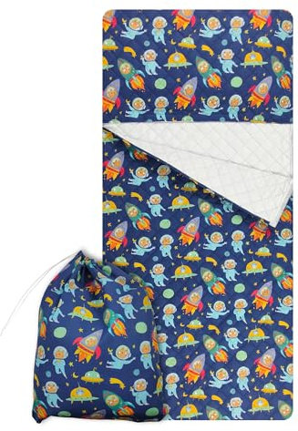 Set für Kindergarten, Schlafsack und Beutel für Jungen und Mädchen von 2 bis 6 Jahren, gesteppter Stoff aus 100% Baumwolle (Kindergarten-Set)