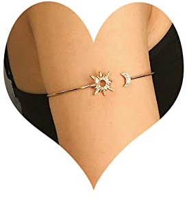 Inateannal Bracelet de Bras en Cristal Lune Soleil - CZ Ouvert Bijoux pour Femmes et Filles