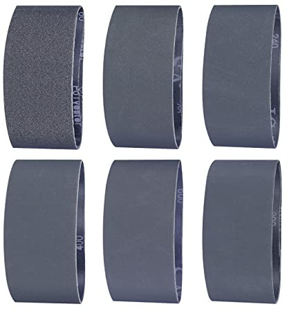 Sruhrak Schleifbänder 75 x 457mm- 12 Stück 2 X 60/120/240/400/600/800 Grit Siliziumkarbid-Schleifbänder zum Polieren und Entrosten von Metall