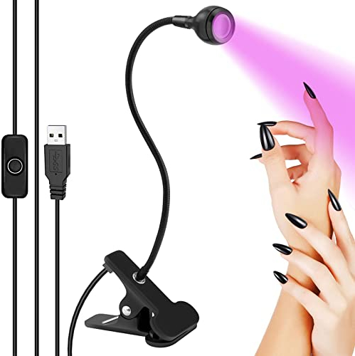 TCASENER Lampada UV per unghie, 3 W LED USB con testa regolabile per Gel, resina e colla UV, professionale Lampada Unghie Adatto per manicure