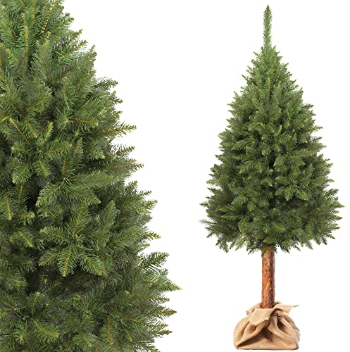 KADAX Weihnachtsbaum, künstlicher Christbaum 180cm aus PVC-Kunststoff, Fichte mit Stamm, Ø ca. 80cm Baum mit 30 Zweigen und 9 Baumkronen, Tannenbaum, Weihnachtsdekobaum (Elfenhut 180 cm)