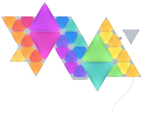 Nanoleaf Shapes Mini Triangle Starter Kit Bundle, 32 Smarten Dreieckigen LED Panels RGBW (28 Mini + 4 Dreiecke) - Modulare WLAN 16 Mio Farben Wandleuchte Innen, Musik & Bildschirm Sync, Deko & Gaming