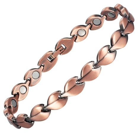 EnerCoppeX 3500 Gauss Bracelet de cheville magnétique pour femme 99,99 % cuivre pur 21 aimants