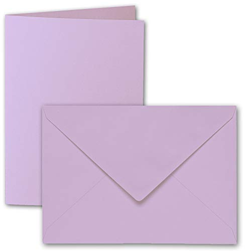 ARTOZ 15x DIN B6 Faltkarten-Set mit Umschlägen - Flieder (Lila) - 120 x 169 mm - gerippte Bastelkarten blanko mit Brief-Umschlägen - 220 g/m²