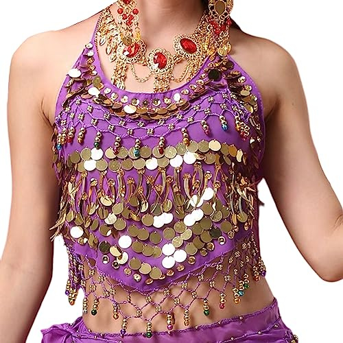 SamHeng Reggiseno da donna con scollo all'americana per danza del ventre, reggiseno imbottito senza schienale Canotta con scollo all'americana, Canotta con fasciatura Canotta con danza del ventre