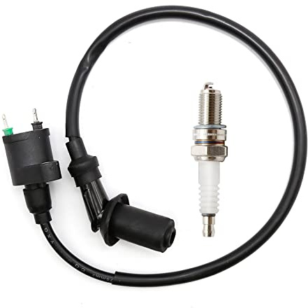 Hoypeyfiy GY6 Racing Ignition Coil with A7TC Spark Plug Replacement for Chinese 50cc 80cc 90cc 110cc 125cc 150cc GY6 139QMB 152QMI 157QMJ Moped Scooter ATV Go Kart Pit Dirt Bike