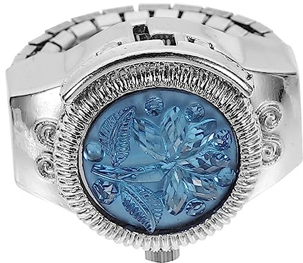 Yardenfun Elegante Ringuhr Damen Fingeruhr Modisch Klein Praktisch Komfortabel Dekorativer Quarzuhr Ring in Blau Vielseitig Tragbar Alltag Schmuckaccessoire