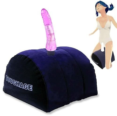 KunBang Aufblasbares Kissen Sex mit Vibrator Dildo Sex Positionen Erotisches Kissen G Punkt Stark Stimulieren Klassischer Dildo Multifunktionale Aufblasbare Sexmöbel (Kissen+Lila Dildo)