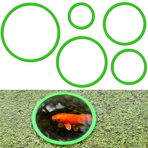 SANJHFF 5 anillos flotantes para plantas de acuario, 5 tamaños de anillo flotante para plantas de acuario, anillo de alimentación de acuario para interceptar plantas flotantes, anillo de alimentación