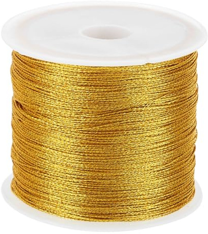PATIKIL 100 m/109 meter metallsnöre, 1 rulle 0,3 mm dia glitter prydnad tråd för hantverk pärlor smyckestillverkning presentförpackningsdekoration, guld