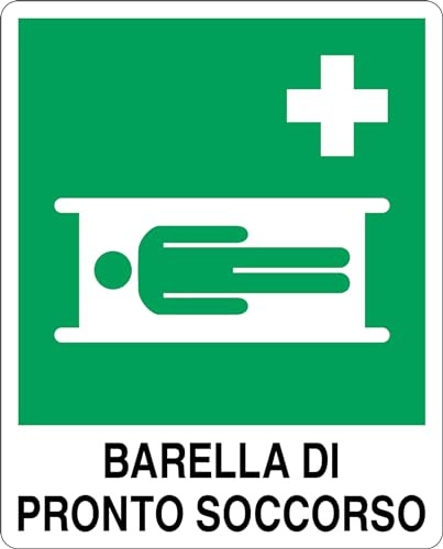 GLOBAL CARTELLO SEGNALETICO - BARELLA DI PRONTO SOCCORSO - Adesivo Extra Resistente, Pannello in Forex, Pannello In Alluminio (20x31 cm, Plastica)