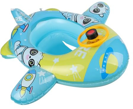 Kleinkinder Niedlicher Schwimmsitz Kinder Aufblasbare Schwimmringe kreativer Flugzeug Schwimmring Baby Schwimmhilfe mit Lenkrad-Griff Schönes Schwimmkreis für Schwimmbad, Strand