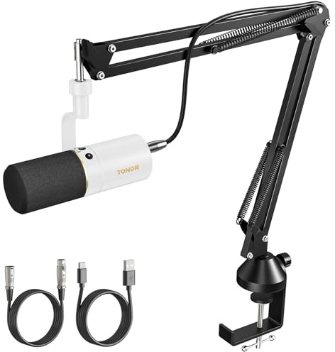 TONOR USB/XLR Mikrofon PC Dynamisch mit Mikrofonarm, Gesangsmikrofon Micophone Gaming Microfono PS4 PS5 Vocal Mic mit Mikrofonständer Mute Button für Podcast Studio Brodcast Streaming Aufnahme TD510+
