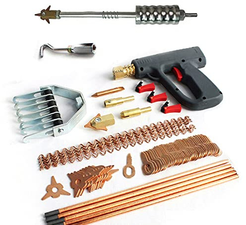 86 stycken bilkaross reparationsverktyg bucklor reparation bucklor kit tillbehör bucklor spotter låda tandutdragssats för bil kaross Dent