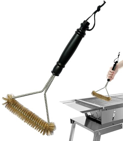 Brosse de barbecue d'extérieur - Brosse à charbon de bois - Brosse de nettoyage sûre pour barbecue - Poils de brosse en acier inoxydable - Grattoir à brosse pour barbecue - 30,5 cm - Pour le nettoyage