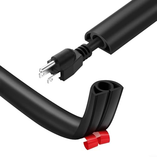 Eawfgtuw Canalina Flessibile in PVC - Nasconde Ordinatamente i Cavi Con Piccolo Canale e Base, Facile Installazione per TV, Lampade e Prolunghe (Nero, 5)
