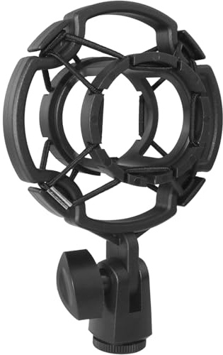 LUORNG Universal Mikrofon Shock Mount für 45 bis 50 mm Durchmesser, Anti-Vibration, Anti-Ablösung, Schwarz, Kunststoff (ABS + Gummi), Mikrofon-Ständer