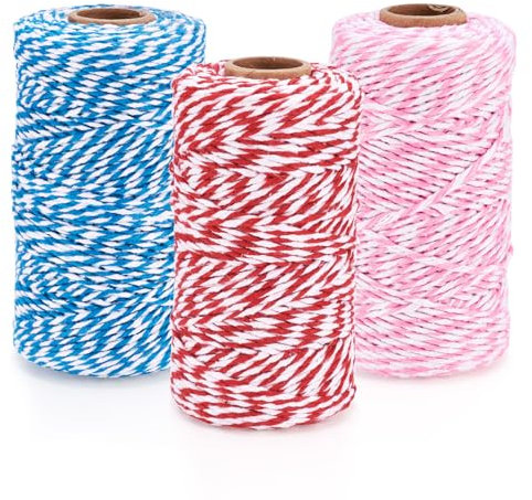 Magibeads Makramee-Schnur, 2 mm x 109,36 m, zweifarbig, Baumwollschnur, Makramee-Seil, 8 Stränge, gedrehte Bastelschnur für Geschenkverpackungen, Wandbehang, Pflanzenaufhänger, Basteln, Stricken, 3