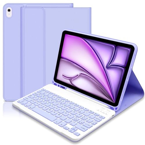 Hofsos Tastiera iPad Air 11Pollici (M2 2024/M3 2025),Tastiera per iPad Air 5 /Air 4 Gen. 10.9”, Italiano QWERTY Rimovibile Bluetooth tastiera,Custodia con Supporto Pencil per iPad Pro 11'', Porpora