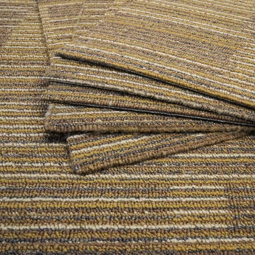 Orgthin Teppichfliesen 50x50 cm – 20 Stück Bodenfliesen für Innen- und Außenbereiche, Teppichboden aus Polyester mit Asphaltrücken, ideal für Büro, Wohnzimmer, Schlafzimmer, Flur, Khaki