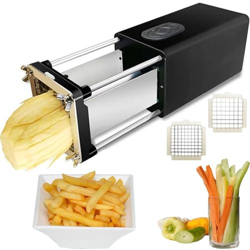 Electric French Fry Cutter,58 W Stainless Steel Potato Fries Professional Electric Potato Chip Cutter Stainless Steel Potato Chipper Great for Potatoes Carrots Cucumbers