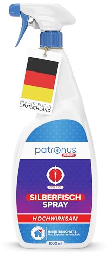 Patronus Silberfisch-Spray mit hocheffektiver Sofortwirkung [1000 ml] | Mittel gegen Silberfische & Papierfische, hochwirksame Alternative zu Silberfisch-Köderdose & Falle, mit dezentem Zitrusduft