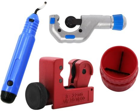 YOYEAH Rohrschneider Set 5-50mm mit Handentgrater - für Edelstahl, Kupferrohr, Kunststoff(PVC & PE) - mini Rohrschneider Rohrentgrater und Entgrater Werkzeug