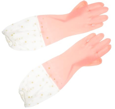 FONDOTIN 2pairs Dishwasher Gloves Long Non-slip Kitchen Gloves for Women Heat Resistant Cleaning for Dishwashing Household Cleaning