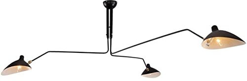 Lámpara de techo moderna E12 3 de mediados de siglo, candelabros grandes de 3 brazos con cabezal de lámpara ajustable para sala de estar, dormitorio, comedor, cafetería [Clase energética A +] (negro)