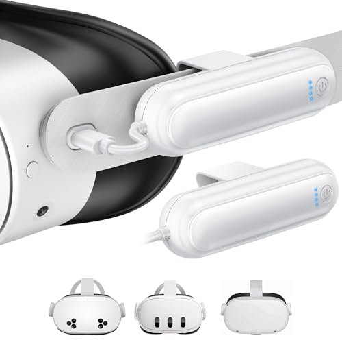 YUANHOT 2er-Pack 20000 mWh Akkupack für Meta Quest 3S/3/2, 18 W Schnellladegerät für Oculus Quest 3S/3 Zubehör, erweitertes VR-Headset-Akkupack, leicht und tragbar für extra 2-4 Stunden