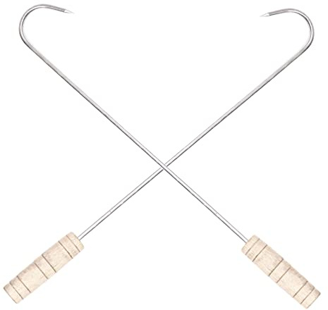 Holibanna 2pcs Stainless Steel BBQ Hooks Meat Hooks for Hanging Smoking Grilling Pork